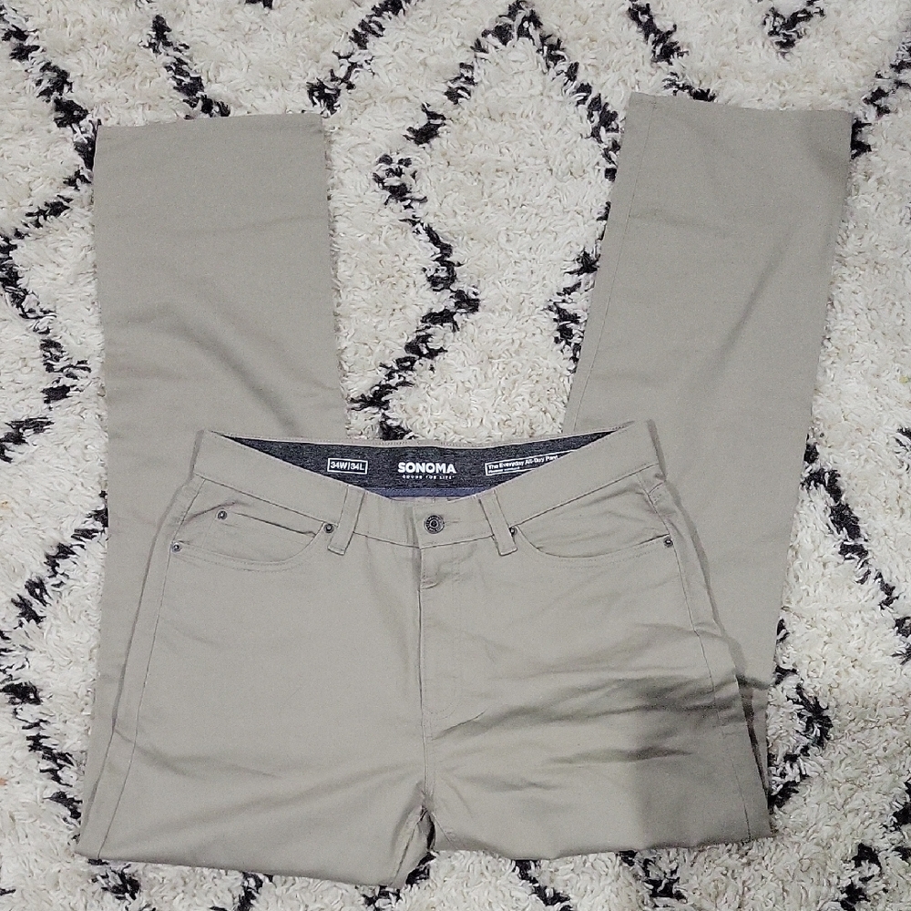 Sonoma The Everyday All-Day Pant 34W/34L Taupe